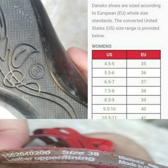 Red Strappy Sandal Dansko Jenelle Size EU 38 US 7.5-8 Patent Leather Wedge Thong - Picture 16 of 16